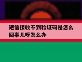 短信接收不到验证码是怎么回事儿呀怎么办