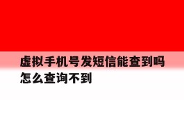 虚拟手机号发短信能查到吗怎么查询不到
