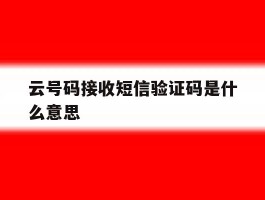 云号码接收短信验证码是什么意思