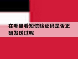 在哪里看短信验证码是否正确发送过呢