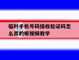 临时手机号码接收验证码怎么弄的呢视频教学的简单介绍