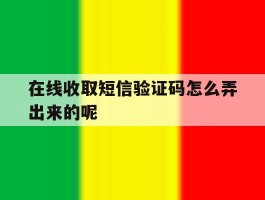 在线收取短信验证码怎么弄出来的呢