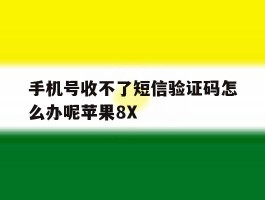 手机号收不了短信验证码怎么办呢苹果8X的简单介绍