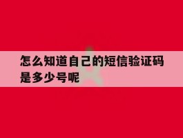 怎么知道自己的短信验证码是多少号呢