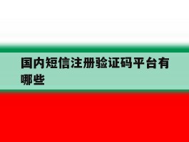 国内短信注册验证码平台有哪些