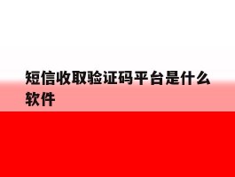 短信收取验证码平台是什么软件