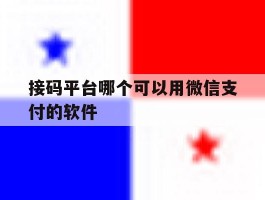 接码平台哪个可以用微信支付的软件