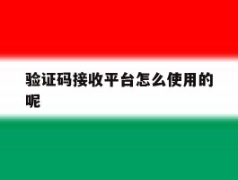 验证码接收平台怎么使用的呢