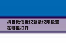 抖音微信授权登录权限设置在哪里打开
