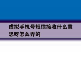 虚拟手机号短信接收什么意思呀怎么弄的
