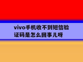 vivo手机收不到短信验证码是怎么回事儿呀