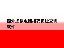 国外虚拟电话接码网址查询软件