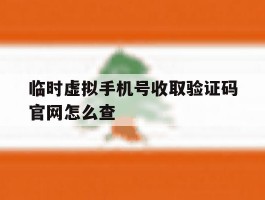临时虚拟手机号收取验证码官网怎么查