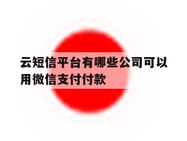 云短信平台有哪些公司可以用微信支付付款