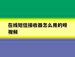 在线短信接收器怎么用的呀视频