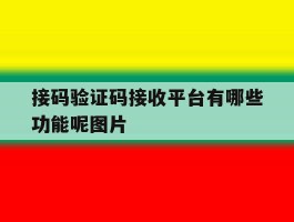 接码验证码接收平台有哪些功能呢图片