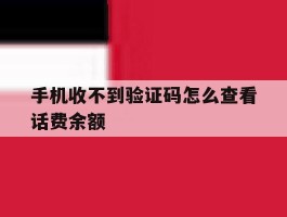 手机收不到验证码怎么查看话费余额