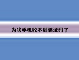 为啥手机收不到验证码了