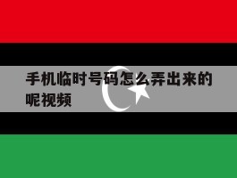 手机临时号码怎么弄出来的呢视频