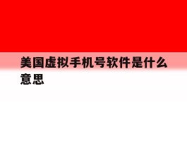 美国虚拟手机号软件是什么意思