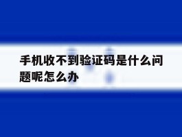 手机收不到验证码是什么问题呢怎么办