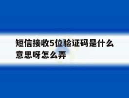 短信接收5位验证码是什么意思呀怎么弄