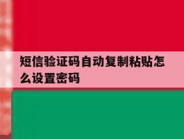 短信验证码自动复制粘贴怎么设置密码