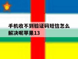 手机收不到验证码短信怎么解决呢苹果13的简单介绍