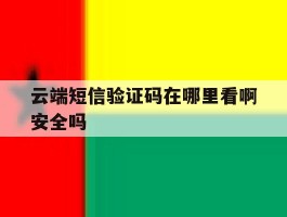 云端短信验证码在哪里看啊安全吗
